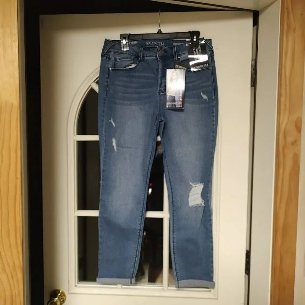 New Sound Style Jamie Ankle Skinny Slim And Sleek Distressed Jeans Women's 12